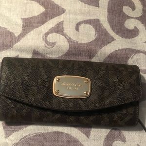 MK brown printed wallet